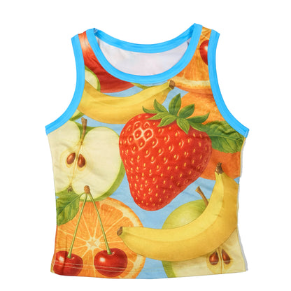 MeowMeow Bug – KidCore Printed Sleeveless Tank Top vest MeowMeow Bug Fruits S