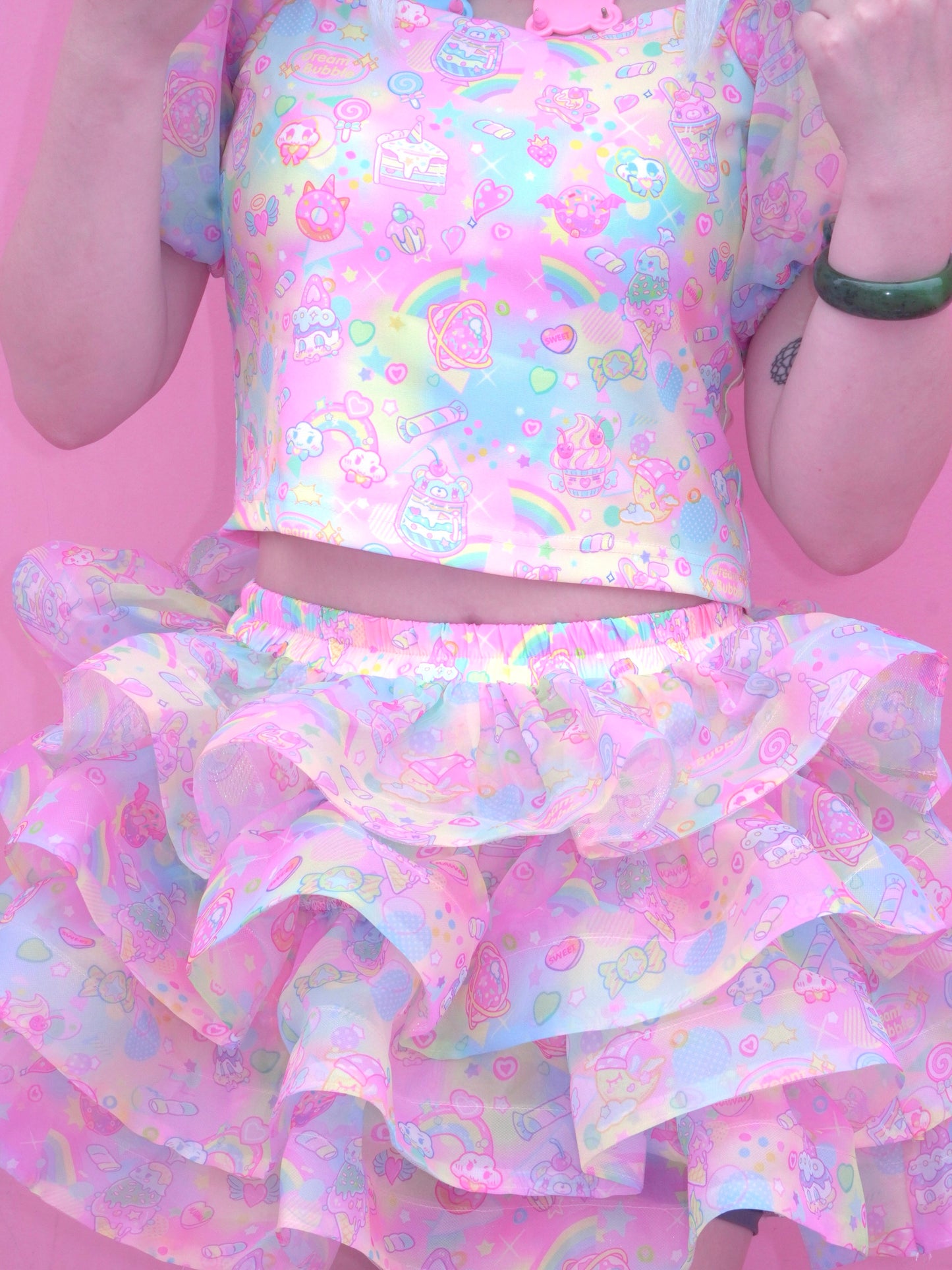 Dream Bubble Decora Outfit | Harajuku Macaron Tulle Skirt Set set Dream Bubble