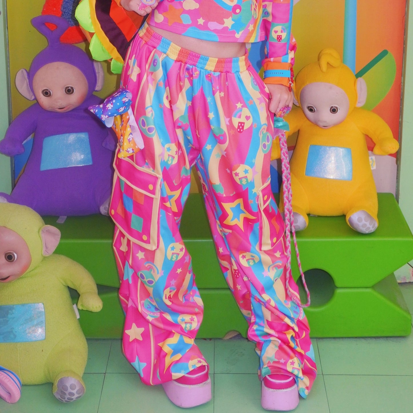 Dream Bubble - Neon Rainbow Star Decora Kei Streetwear Set set Dream Bubble Pants