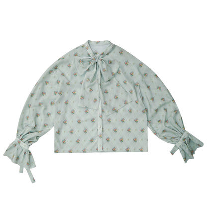 Daytoday Everyday Institute – Vintage Bow Jacquard Blouse blouse daytoday everyday institute