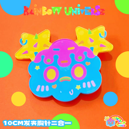Rainbow Universe RUX - Decora Kei Accessory Set Necklace Ring Clip Bracelet accessory Rainbow Universe RUX 10cm Hair Clip (Can be used as a brooch)