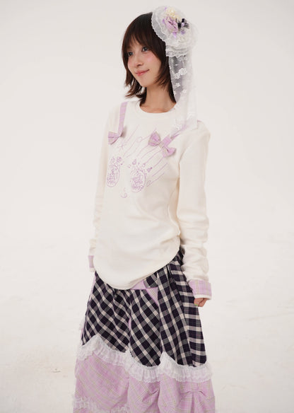 RabbitRain - Birthday Cake Bow Embroidered Sweatshirt shirt RabbitRain