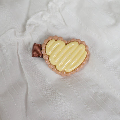 MaoJiang Kawaii Cookie Hair Clips | Heart Star & Cream Biscuit Barrettes hair clip maojiang Heart Cream Clip - Only 1pc