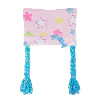 NIHON KIDS - Decora Kei Star Cat Ear Beanie hat NIHON KIDS Light Pink Hat with Blue Braid