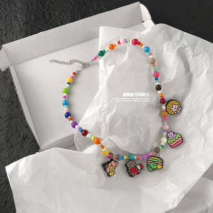 DuoXi - Color Bead Cartoon Resin Necklace necklace DuoXi C