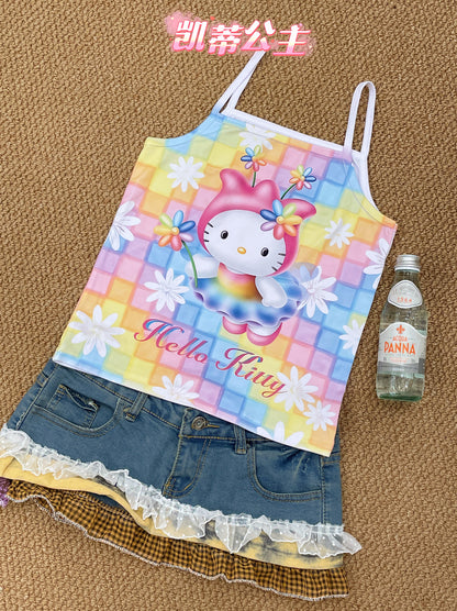 Princess Kitty - Decora Kei Summer Girl Print Tank Top camisole princess kitty Fairy Kitty S