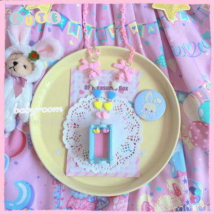 Bear Doll Babyroom Necklace | Decora Kei Handmade Kawaii Charm necklace Bear Doll baby bed