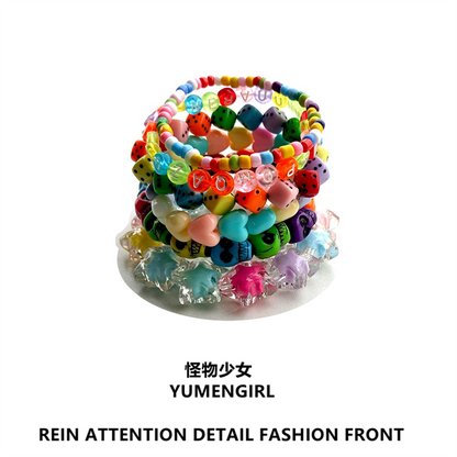 YUMENGIRL - Kawaii Decora Dopamine Bracelet with Candy Colors & Star Charms bracelet YUMENGIRL Colorful Bracelet Set