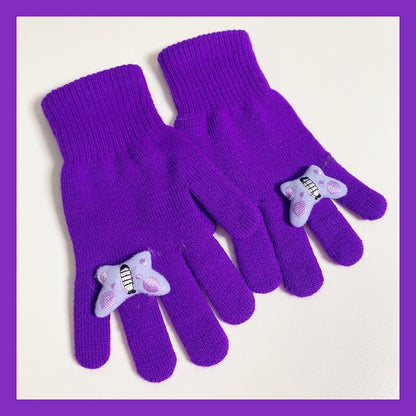 BunnyBunnyGun - Decora Kei Cute Knit Winter Gloves gloves bunnybunnygun Purple