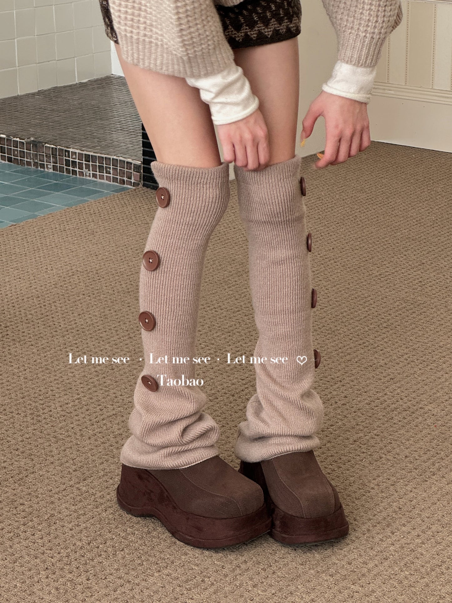 LET ME SEE - Y2K Subculture Knit Overknee Leg Warmers leg warmmers let me see Coffee