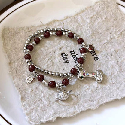 Kiwi Store - Y2K Saturn Bone Bracelet bracelet kiwi store Red Bracelet Set