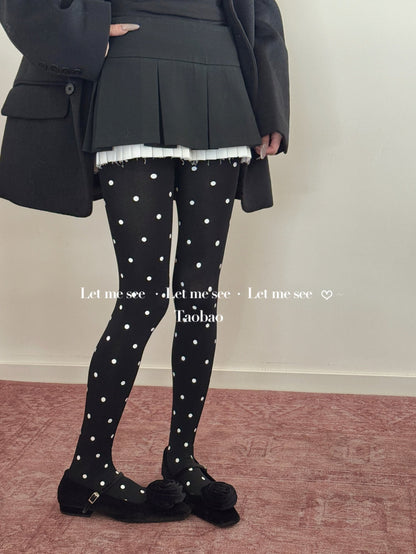 LET ME SEE - Vintage Polka Dot Tights tights let me see Black