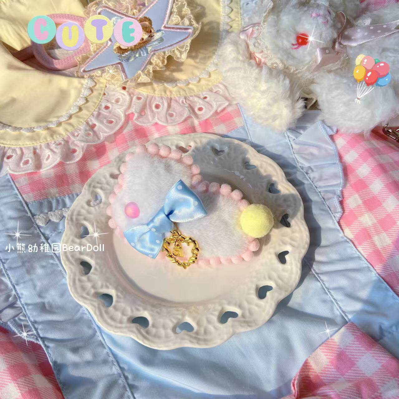 Bear Doll - Kawaii Fluffy Bunny Bow Hair Clip hair clip Bear Doll Blue