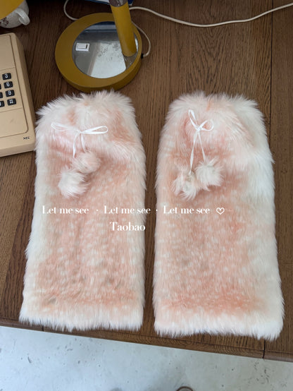 LET ME SEE - Kawaii Winter Deer Leg Warmers leg warmmers let me see Pink Leg Warmers