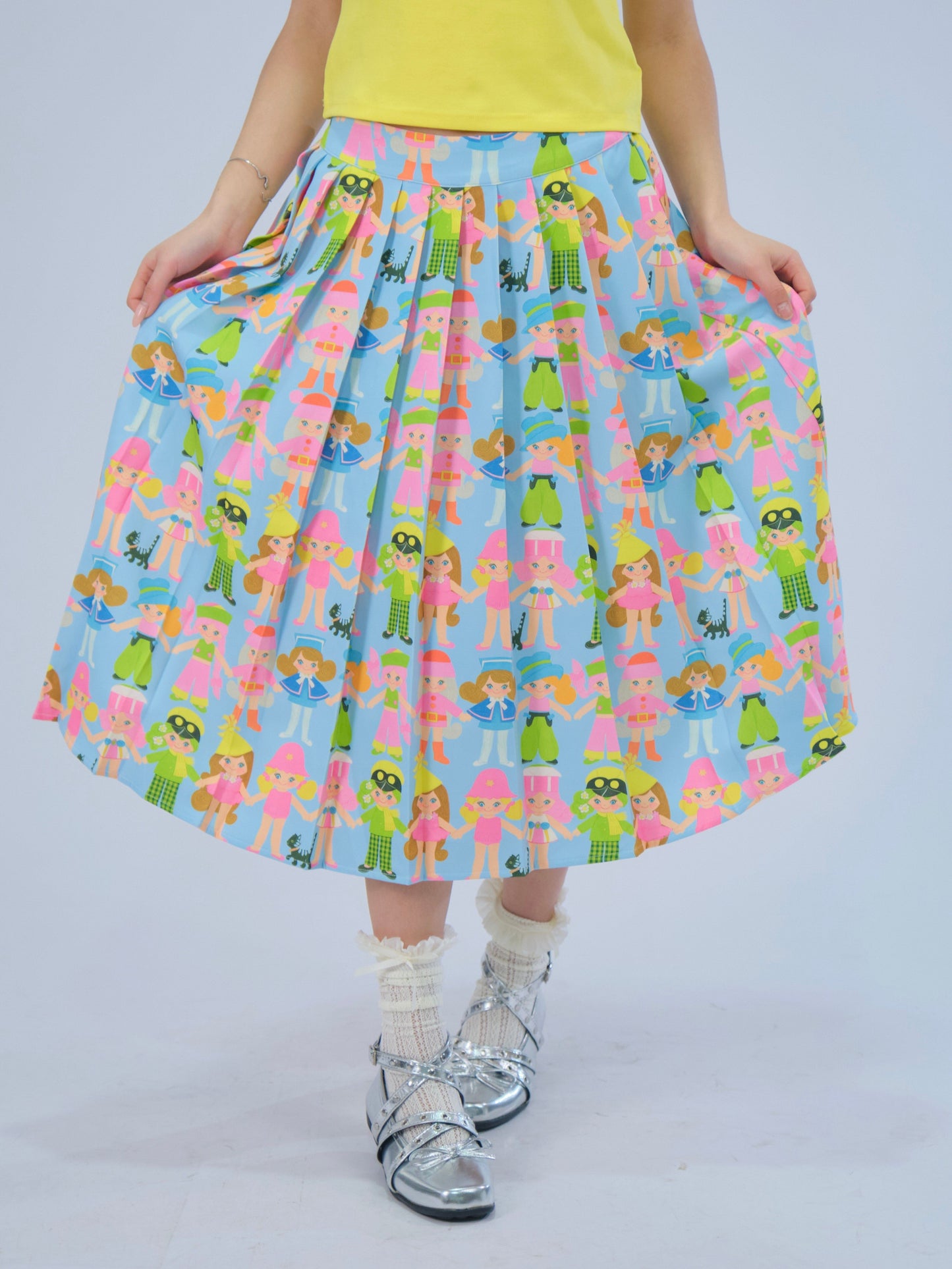 MeowMeow Bug- Kidcore Print Pleated Skirt skirt MeowMeow Bug Little Girl S