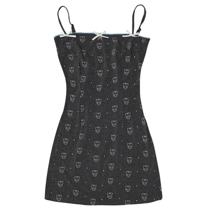 Harajuku Dress Cute Bear Dress Polka Dot Print Strap Dress dress daytoday everyday institute