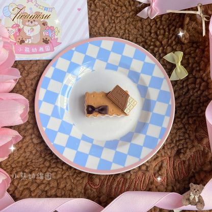 Bear Doll Cookie Necklace | Decora Kei Handmade Tiramisu Charm necklace Bear Doll chocolate biscuit - pendant only