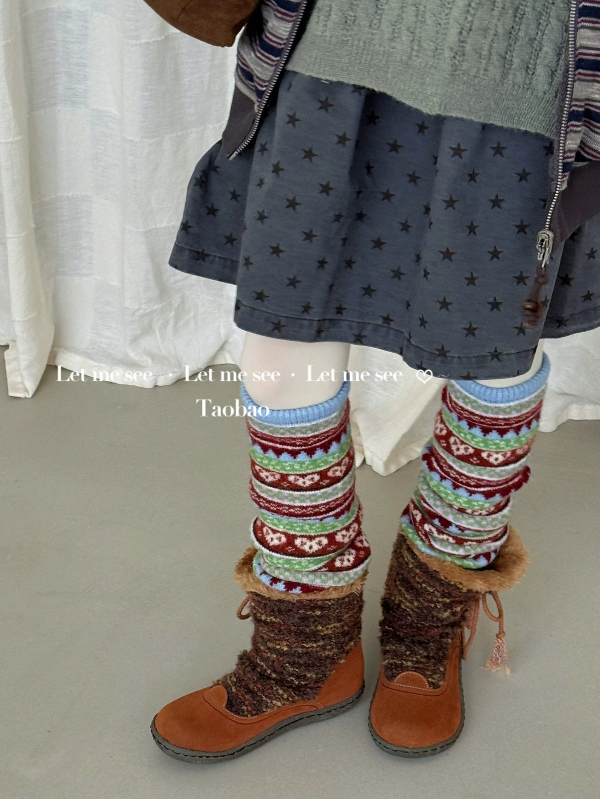 LET ME SEE - Retro Ethnic Slouch Leg Warmers leg warmmers let me see Blue