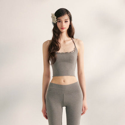 YZZI HE - Lazy Weekend Beaded Knit Two-Piece Set set YZZI HE Grey Camisole S