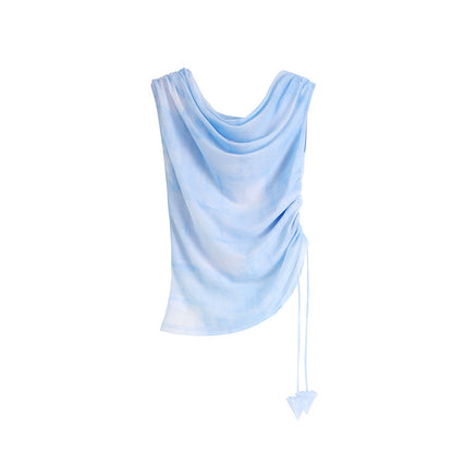 uare - Blue Gradient Cowl Neck Set set uare Sleeveless Top S