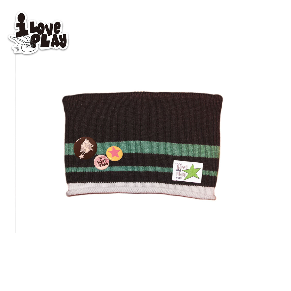 Loveplay - Y2K Knit Hat Striped Demon Horn Lucky Star hat loveplay Brown