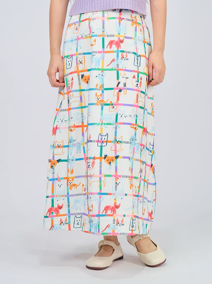 MeowMeow Bug - Kidcore High Waist Mermaid Midi Skirt skirt MeowMeow Bug Cat & Dog Checkered S