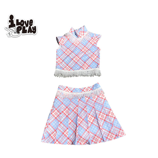 LovePlay – Y2K Red Plaid Skirt Summer Hero Set set loveplay