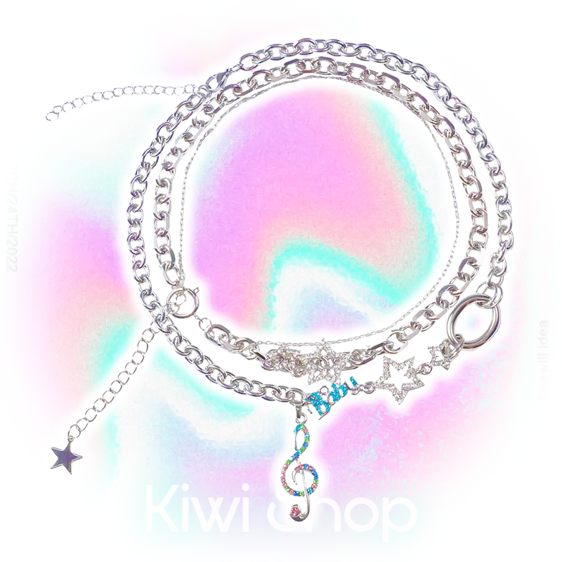 Kiwi Store - Y2K Rhinestone Star Note Necklace necklace kiwi store All 2pcs