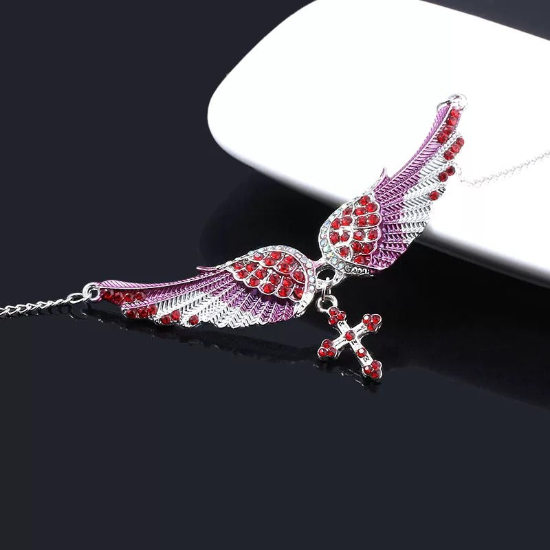 Kiwi Store - Y2K Rhinestone Angel Wing Necklace necklace kiwi store Red