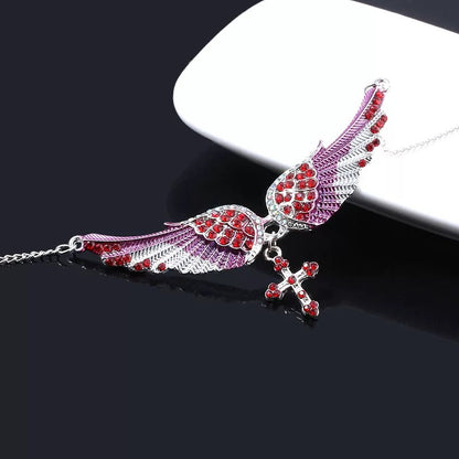 Kiwi Store - Y2K Rhinestone Angel Wing Necklace necklace kiwi store Red