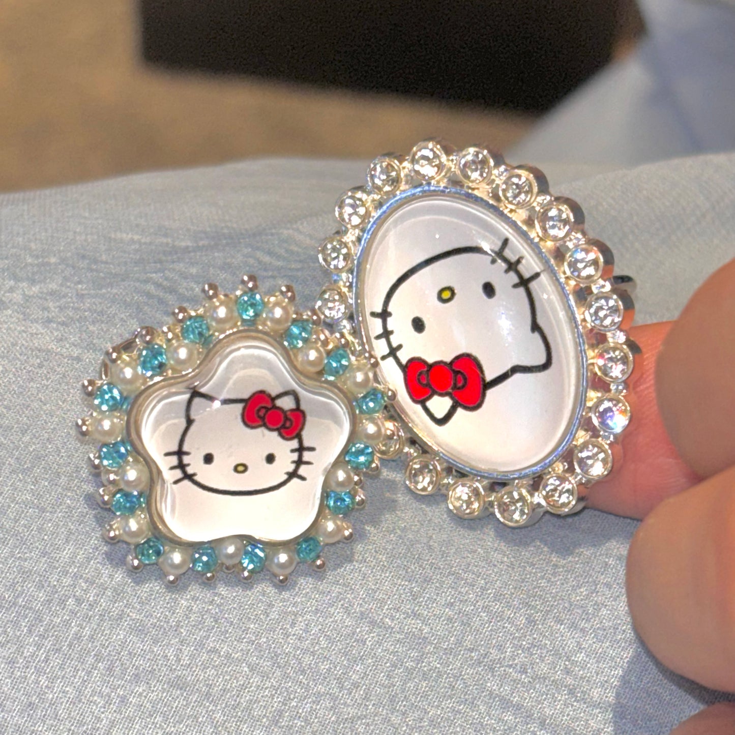 Salty Gummy - Y2K Kitty Rhinestone Ring Adjustable Cute Bling ring Salty Gummy I Want Both