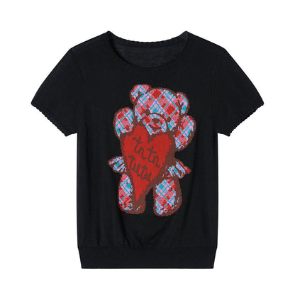 tntntutu - Colorblock Bear Knit Tee shirt tntntutu Black S