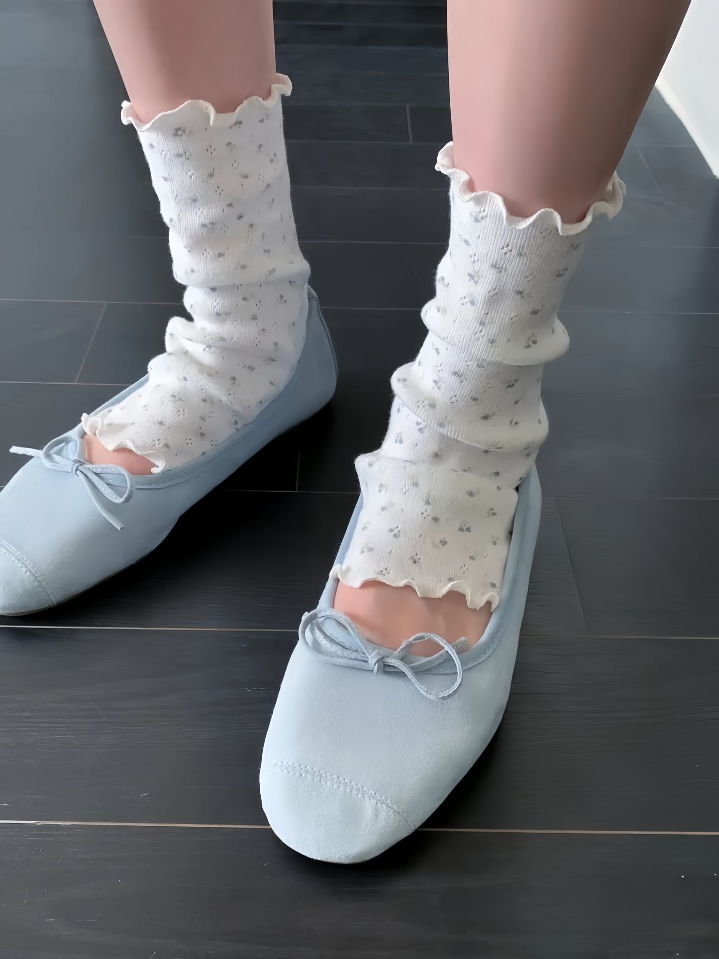 LET ME SEE - Kawaii Patterned Mid Socks sock let me see White Floral - 1 Pair