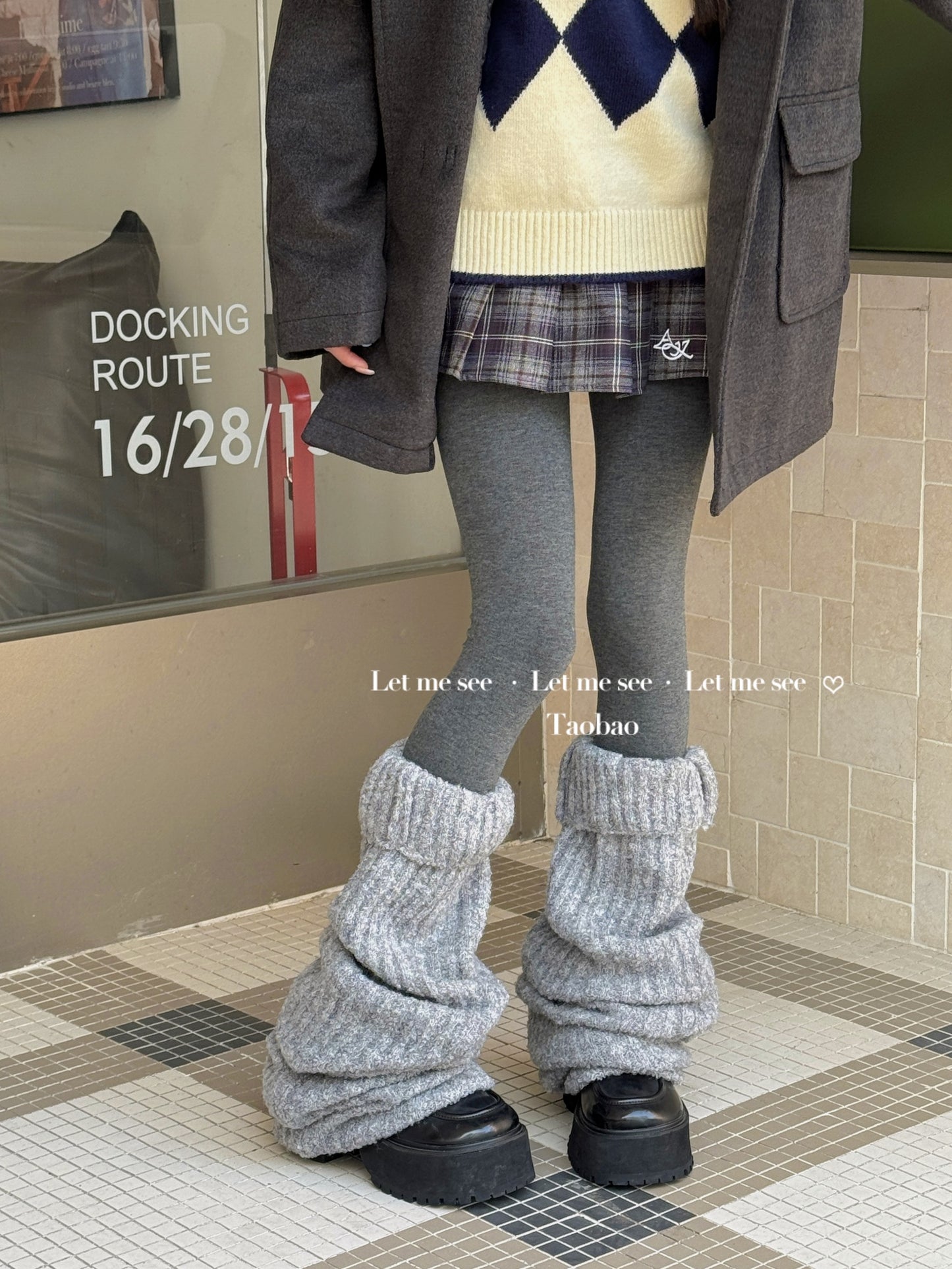 LET ME SEE - Kawaii Long Leg Warmer Socks leg warmmers let me see Light Grey