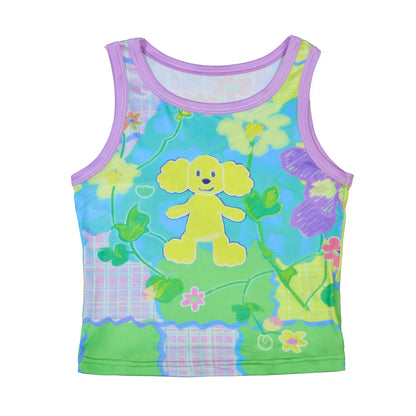 MeowMeow Bug – KidCore Printed Sleeveless Tank Top vest MeowMeow Bug Happy Dog S