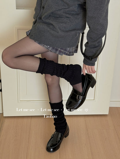 LET ME SEE 复古高级感舒适踩脚袜套 中筒堆堆袜显腿细百搭腿套 sock let me see Black