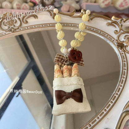 Bear Doll - Kawaii Chocolate Coffee Bread Necklace necklace Bear Doll A bag of bread
