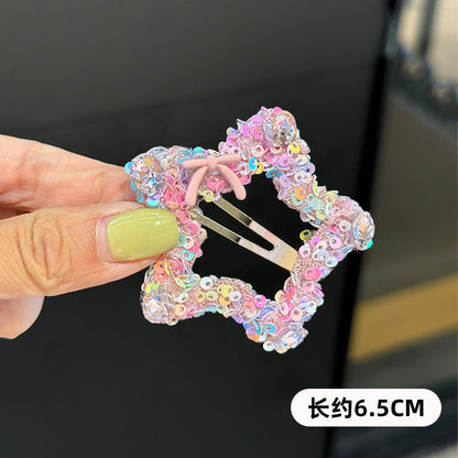 Sweet Pink Sequin Star Hair Clip hair clip Cream Berry Star Clip