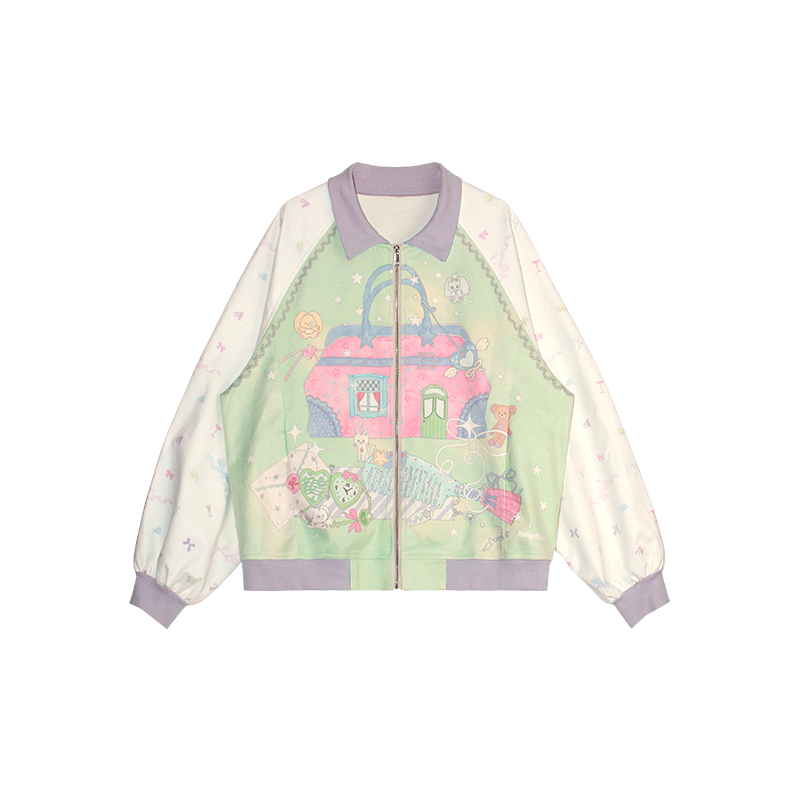 NeogoMade – Kawaii "Lily and her Dream House" Jacket Skirt Set set NeogoMade Purple Green Jacket Only S