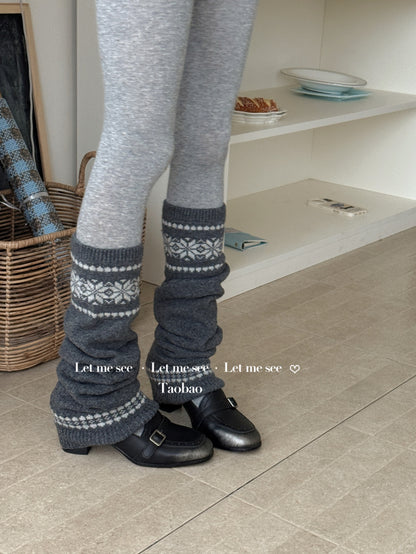 LET ME SEE - Fair Isle Snowflake Leg Warmers leg warmmers let me see Dark Grey