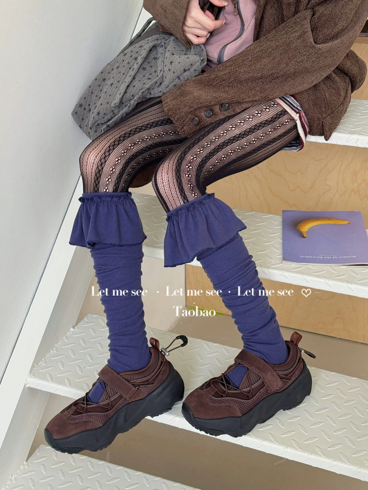 LET ME SEE - Ruffle Slouch Socks Winter Calf Socks socks let me see Deep Blue