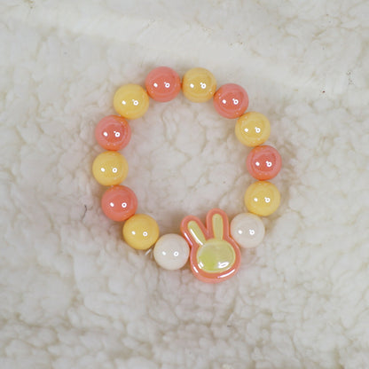 Maojiang Two-Tone Rabbit Head Macaron Bracelet | Dopamine Cute Soft Girl Wristband bracelet maojiang Orange Yellow