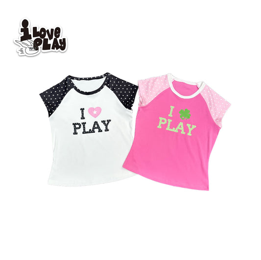 Loveplay - Decora Kei Raglan T Shirt Star Print Color Block shirt loveplay