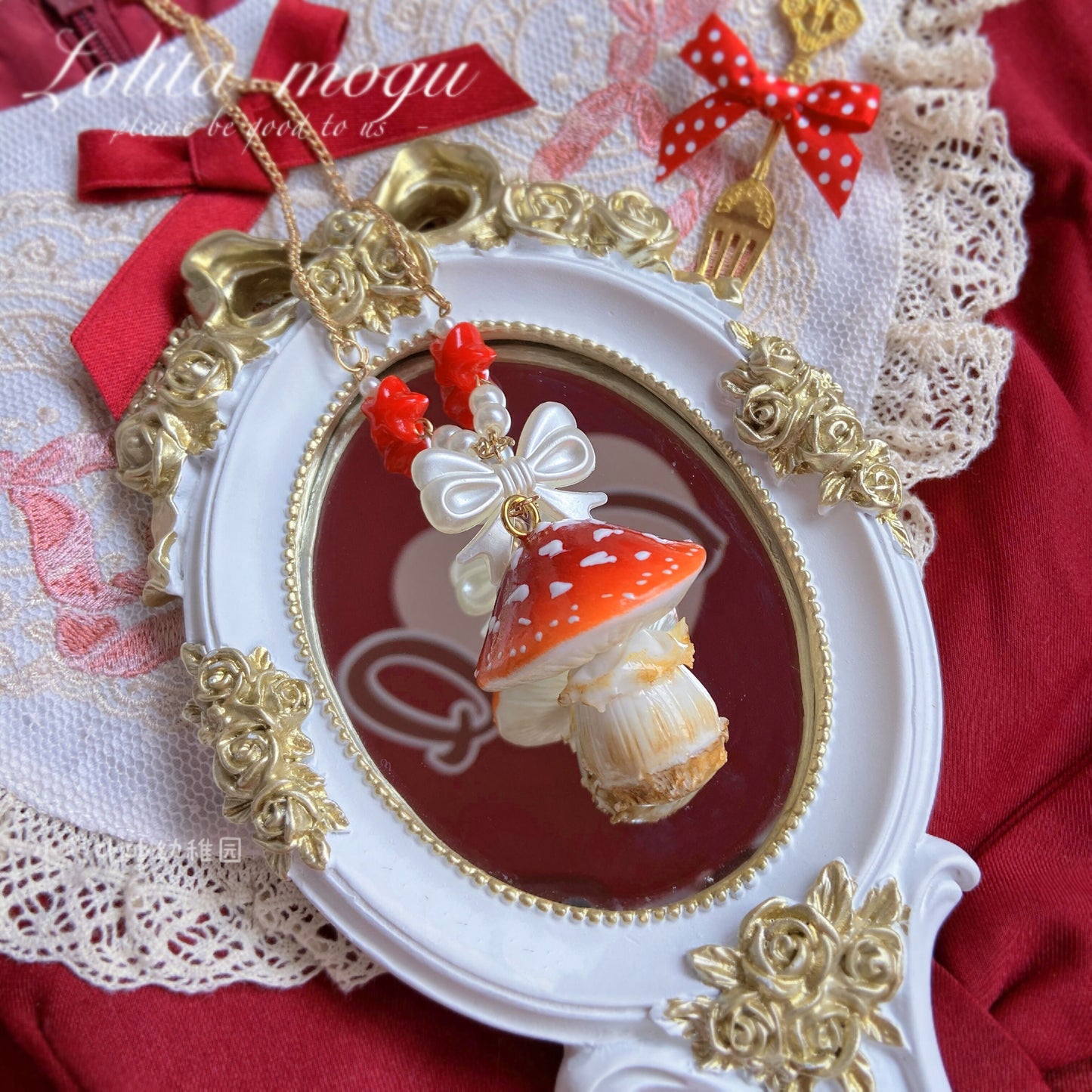 Bear Doll Mushroom Necklace | Decora Kei Handmade Resin Charm necklace Bear Doll 3