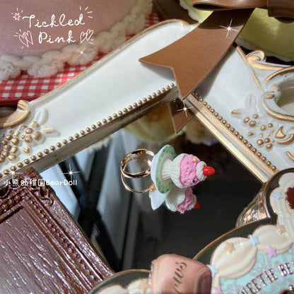 Bear Doll - Cake Dessert Ring ring Bear Doll Strawberry Ice Cream with Topping
