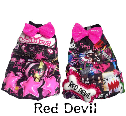 RedDevil Visual Kei Leg Covers | Harajuku Y2K Decora Leg Warmers leg warmmers Red Devil Black Pink
