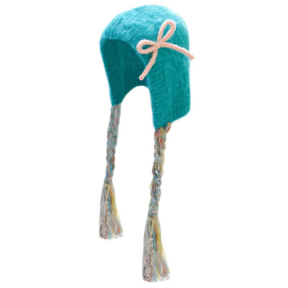 ziziFei - Braided Bow Knit Winter Hat hat ziziFei Blue Green