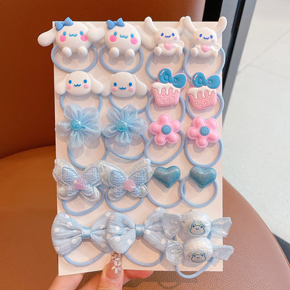 DuoFeiMao - Kawaii Kuromi Hair Accessories Set with Clip & Cartoon Elastic Band hair clip duofeimao Cinnamoroll Hair Ties 20pcs Set