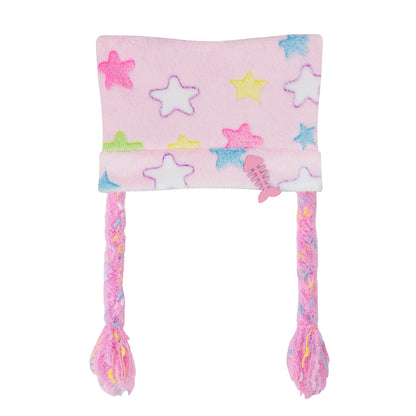 NIHON KIDS - Decora Kei Star Cat Ear Beanie hat NIHON KIDS Light Pink Hat with Pink Braid