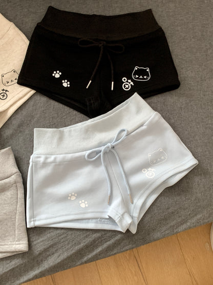 Blurred Bear - Kawaii Printed Cotton Shorts shorts Blurred Bear Light Blue S